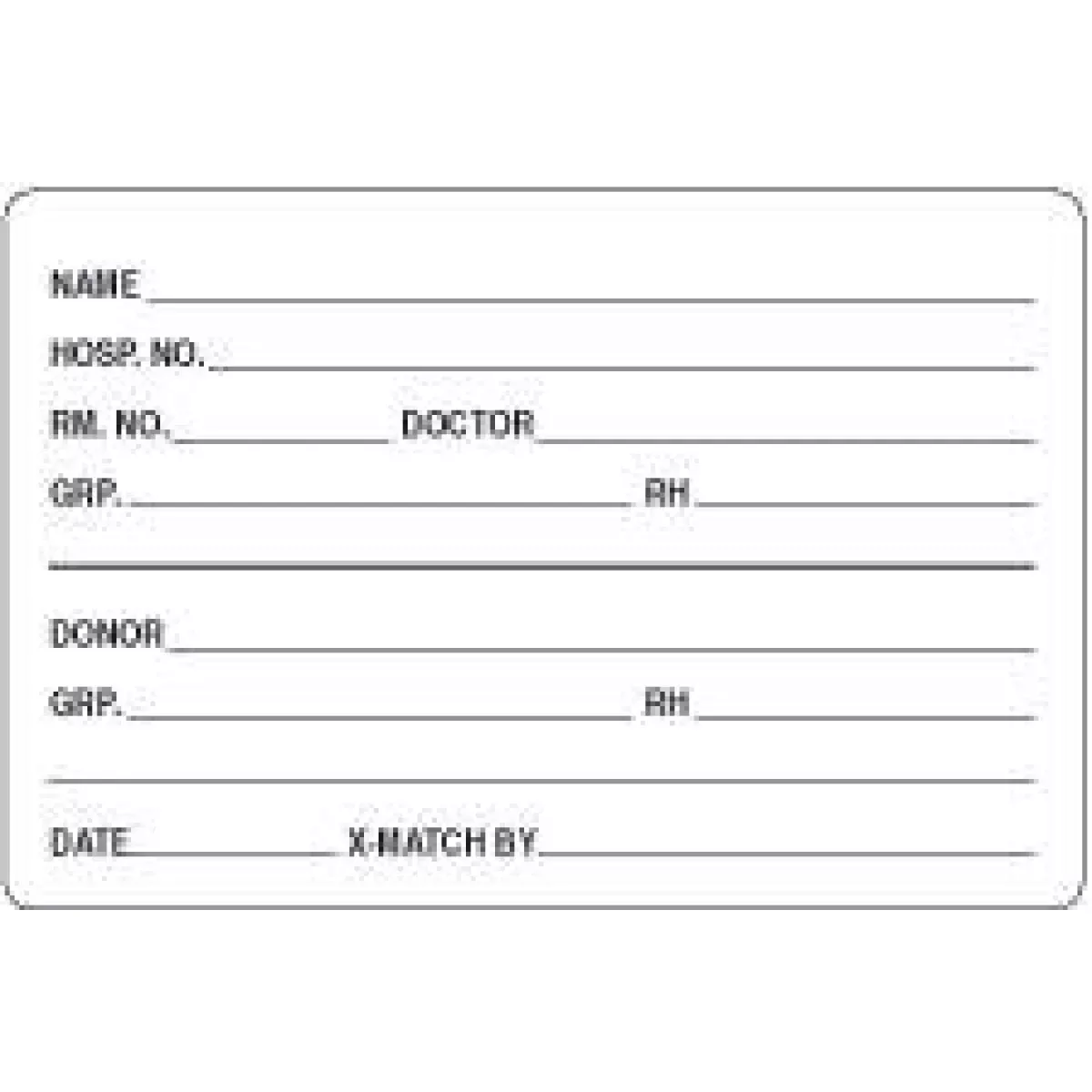 Lab Communication Label (Paper, Permanent) Name ___ Hosp. No. 2" X 3 5/8" White - 500 Per Roll