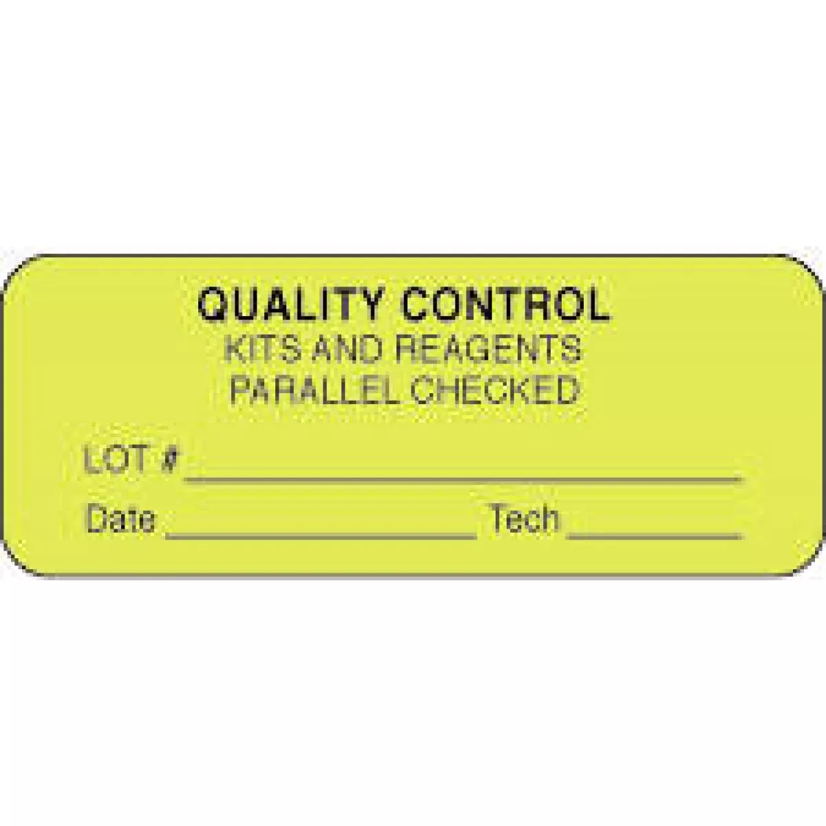 Lab Communication Label (Paper, Permanent) Quality Control Kits 2 1/4" X 7/8" Fluorescent Yellow - 1000 Per Roll