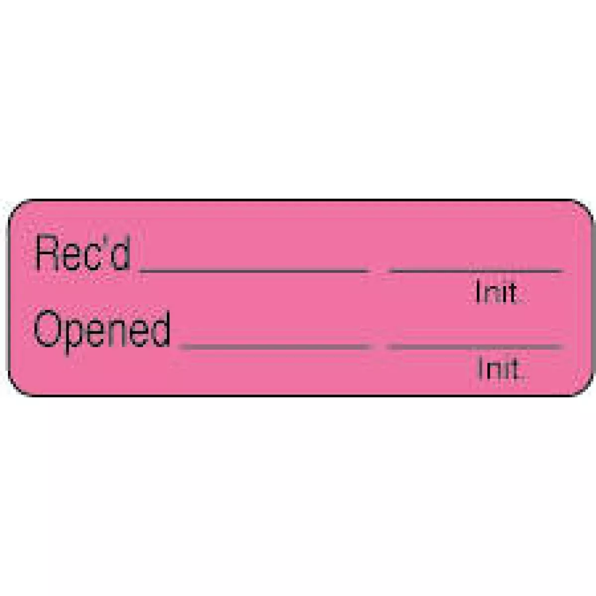 Lab Communication Label (Paper, Permanent) Recd ___ 1 1/2" X 1/2" Fluorescent Pink - 1000 Per Roll