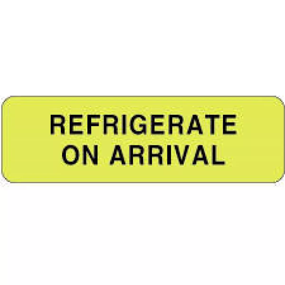 Lab Communication Label (Paper, Permanent) Refrigerate On 2 7/8" X 7/8" Fluorescent Yellow - 1000 Per Roll