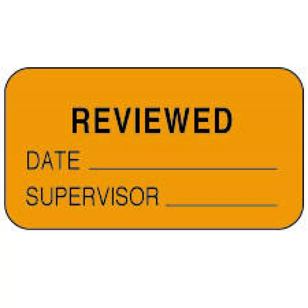 Lab Communication Label (Paper, Permanent) Reviewed Date 1 5/8" X 7/8" Fluorescent Orange - 1000 Per Roll