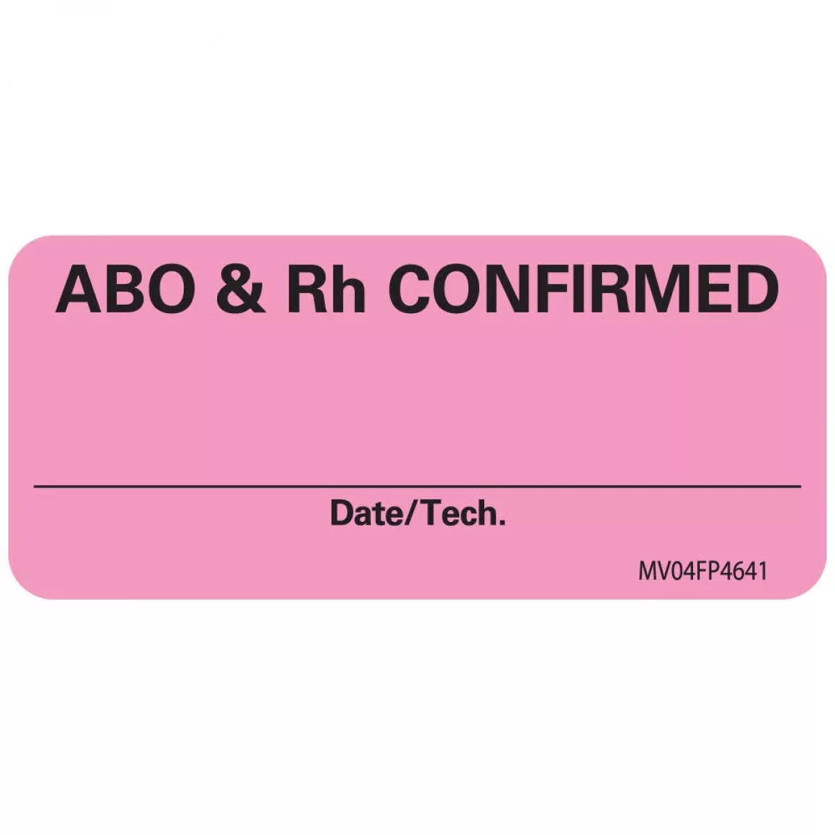 Lab Communication Label (Paper, Removable) Abo & Rh 2 1/4" X 1 Fluorescent Pink - 420 Per Roll