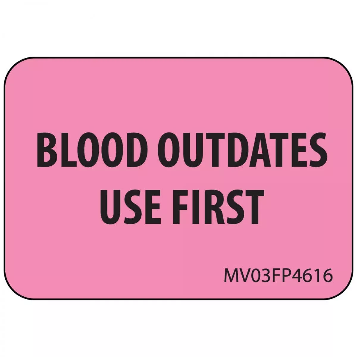 Lab Communication Label (Paper, Removable) Blood Outdates Use 1 7/16" X 1 Fluorescent Pink - 666 Per Roll