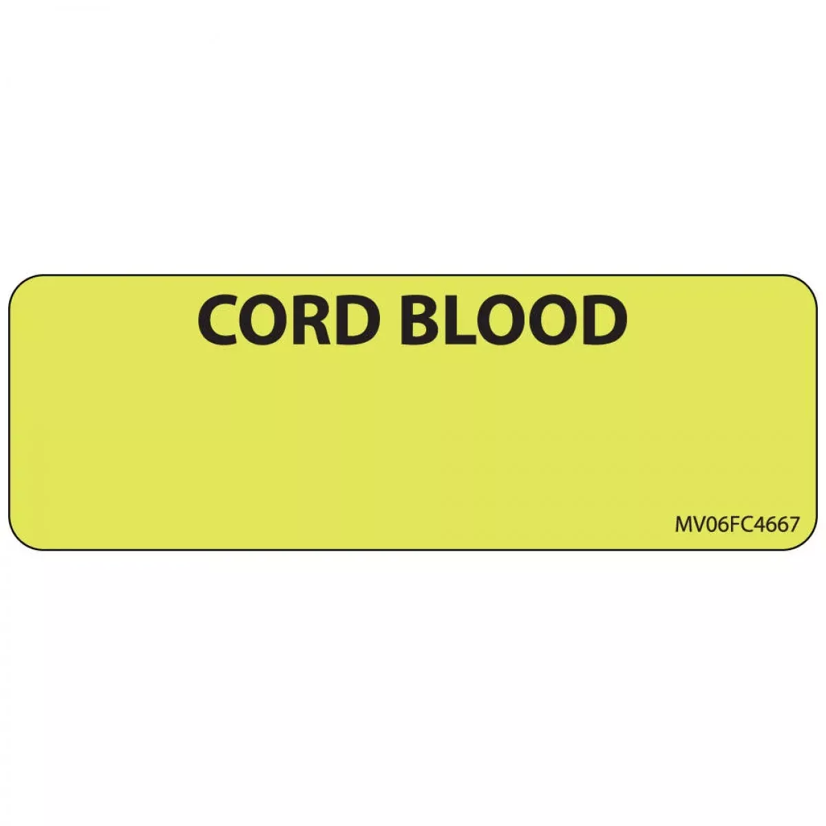 Lab Communication Label (Paper, Removable) Cord Blood 2 15/16" X 1 Fluorescent Chartreuse - 333 Per Roll