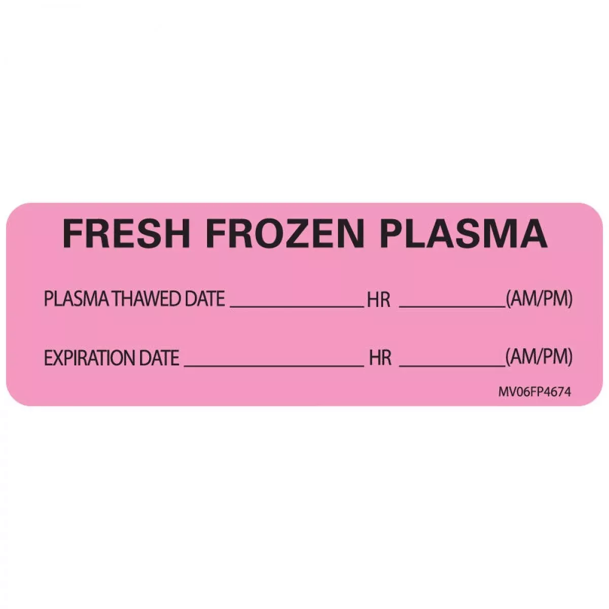 Lab Communication Label (Paper, Removable) Fresh Frozen Plasma 2 15/16" X 1 Fluorescent Pink - 333 Per Roll