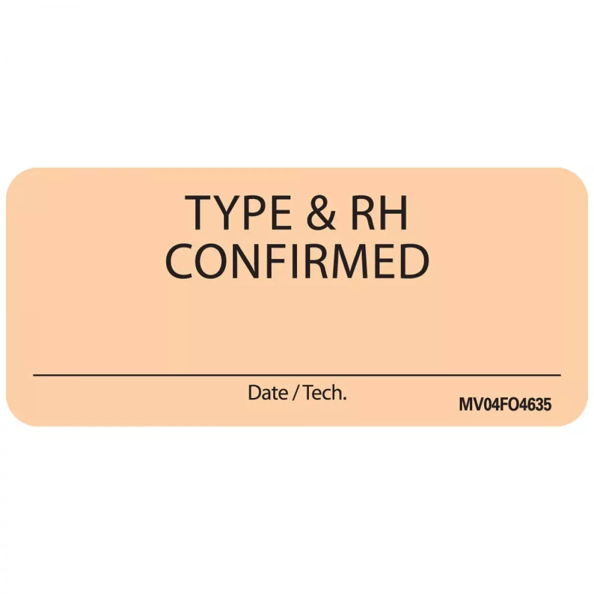 Lab Communication Label (Paper, Removable) Type & Rh 2 1/4" X 1 Fluorescent Orange - 420 Per Roll