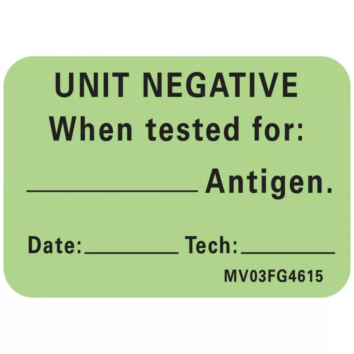 Lab Communication Label (Paper, Removable) Unit Negative When 1 7/16" X 1 Fluorescent Green - 666 Per Roll