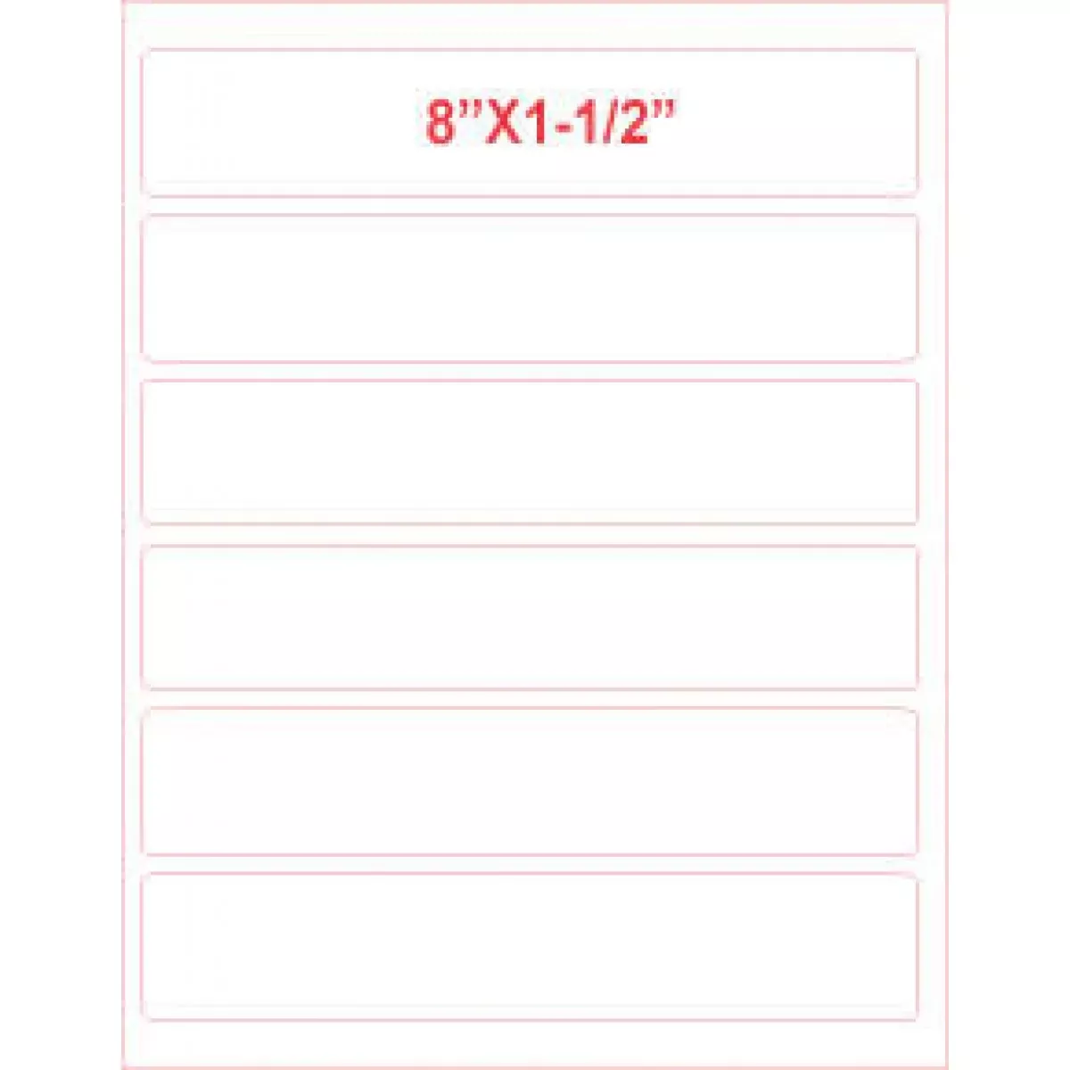 Label Laser Paper Permanent 8" X 1 1/2" White 6 Per Sheet, 100 Sheets Per Package