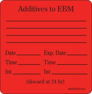 Label Paper Permanent Additives To Ebm 1" Core 2 7/16" X 2 1/2" Fl. Red 400 Per Roll