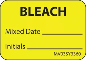 Label Paper Permanent Bleach Mixed Date 1" Core 1 7/16" X 1 Yellow 666 Per Roll