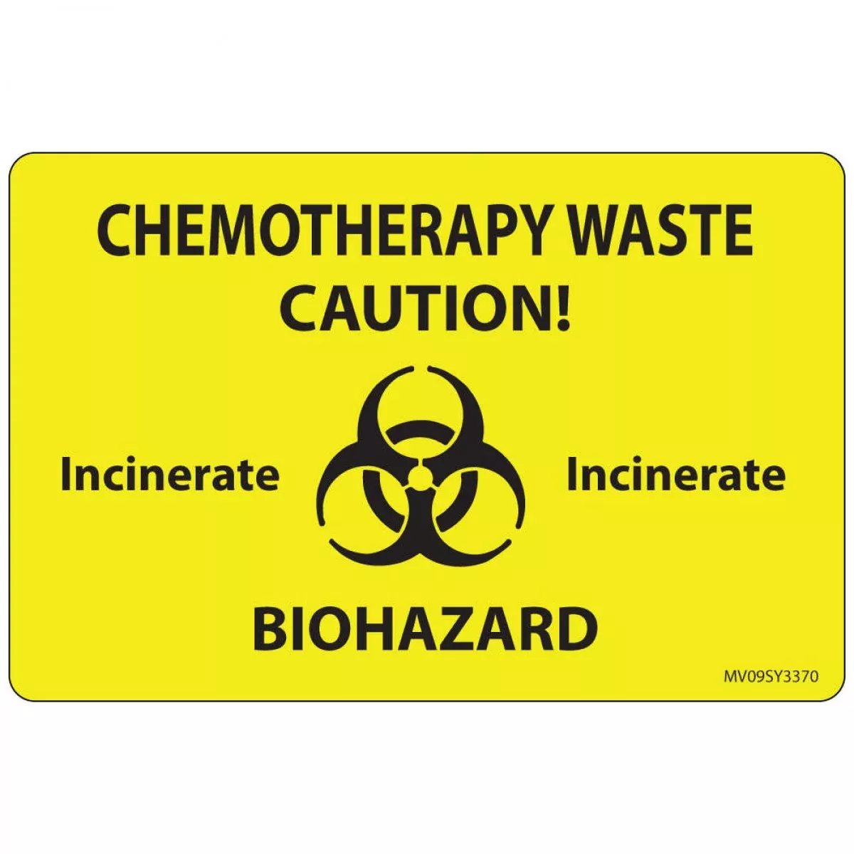 Label Paper Permanent Chemotherapy Waste 1" Core 4" X 2 5/8" Yellow 375 Per Roll