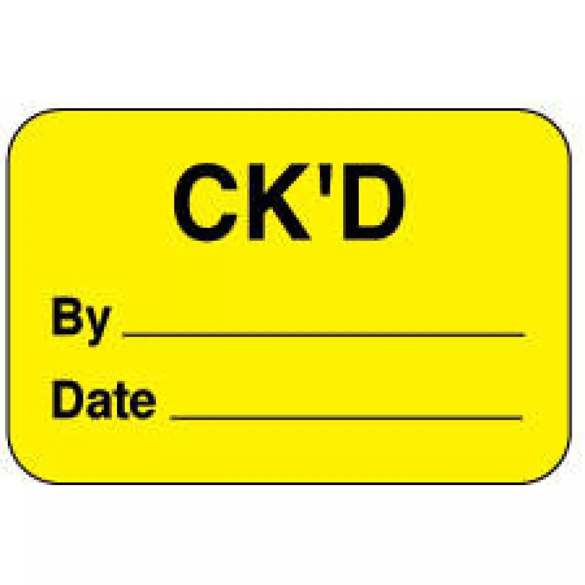 Label Paper Permanent Ckd By ___ 1 5/8" X 7/8" Yellow 1000 Per Roll