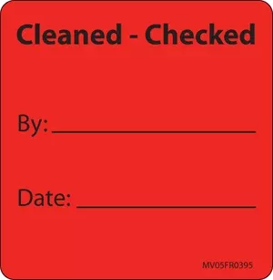 Label Paper Permanent Cleaned - Checked 1" Core 2 7/16" X 2 1/2" Fl. Red 400 Per Roll