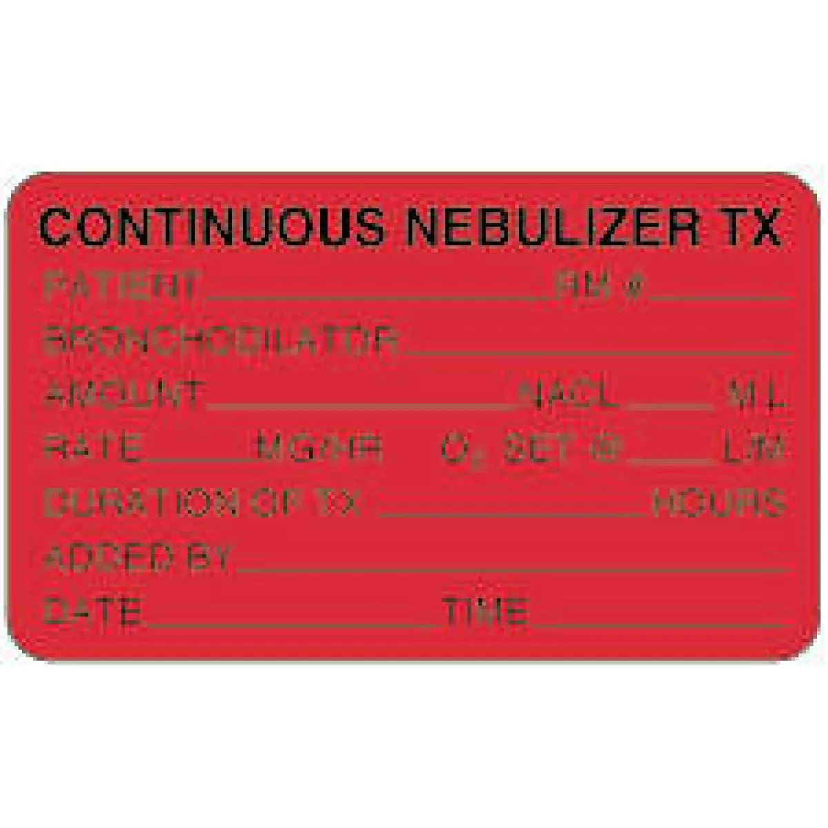 Label Paper Permanent Continuous Nebulizer 2 1/2" X 1 1/2" Fl. Red 1000 Per Roll