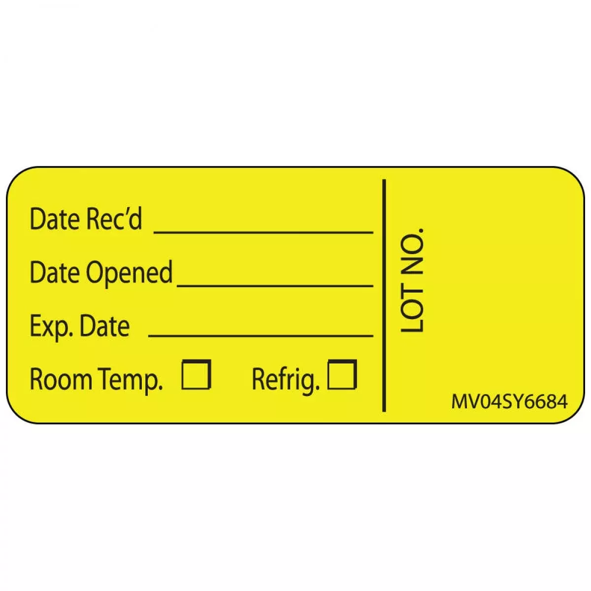 Label Paper Permanent Date Recd Date 1" Core 2 1/4" X 1 Yellow 420 Per Roll