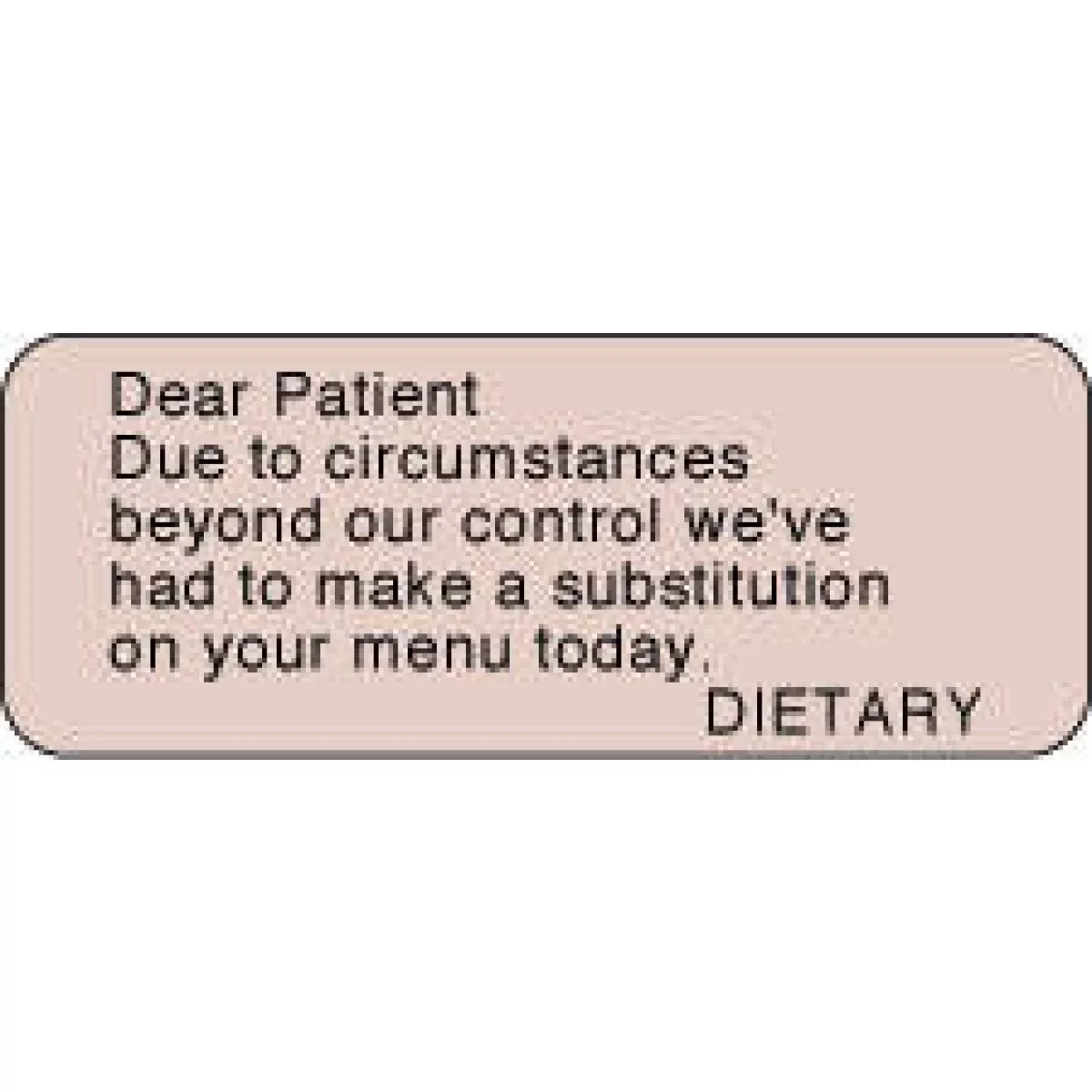 Label Paper Permanent Dear Patient Due 2 1/4" X 7/8" Tan 1000 Per Roll