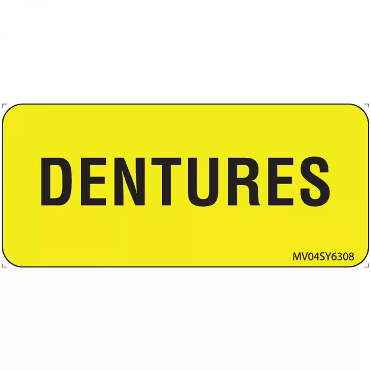 Label Paper Permanent Dentures 1" Core 2 1/4" X 1 Yellow 420 Per Roll