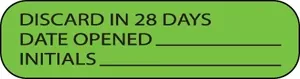 Label Paper Permanent Discard In 28 1" Core 1 7/16" X 3/8" Fl. Green 666 Per Roll