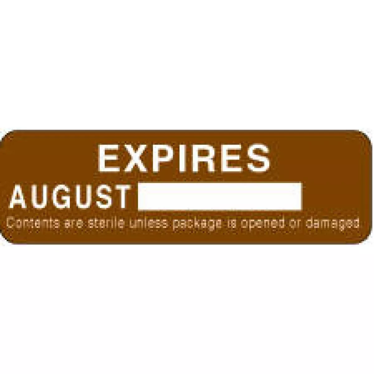 Label Paper Permanent Expires August [ 2 7/8" X 7/8" Brown 1000 Per Roll