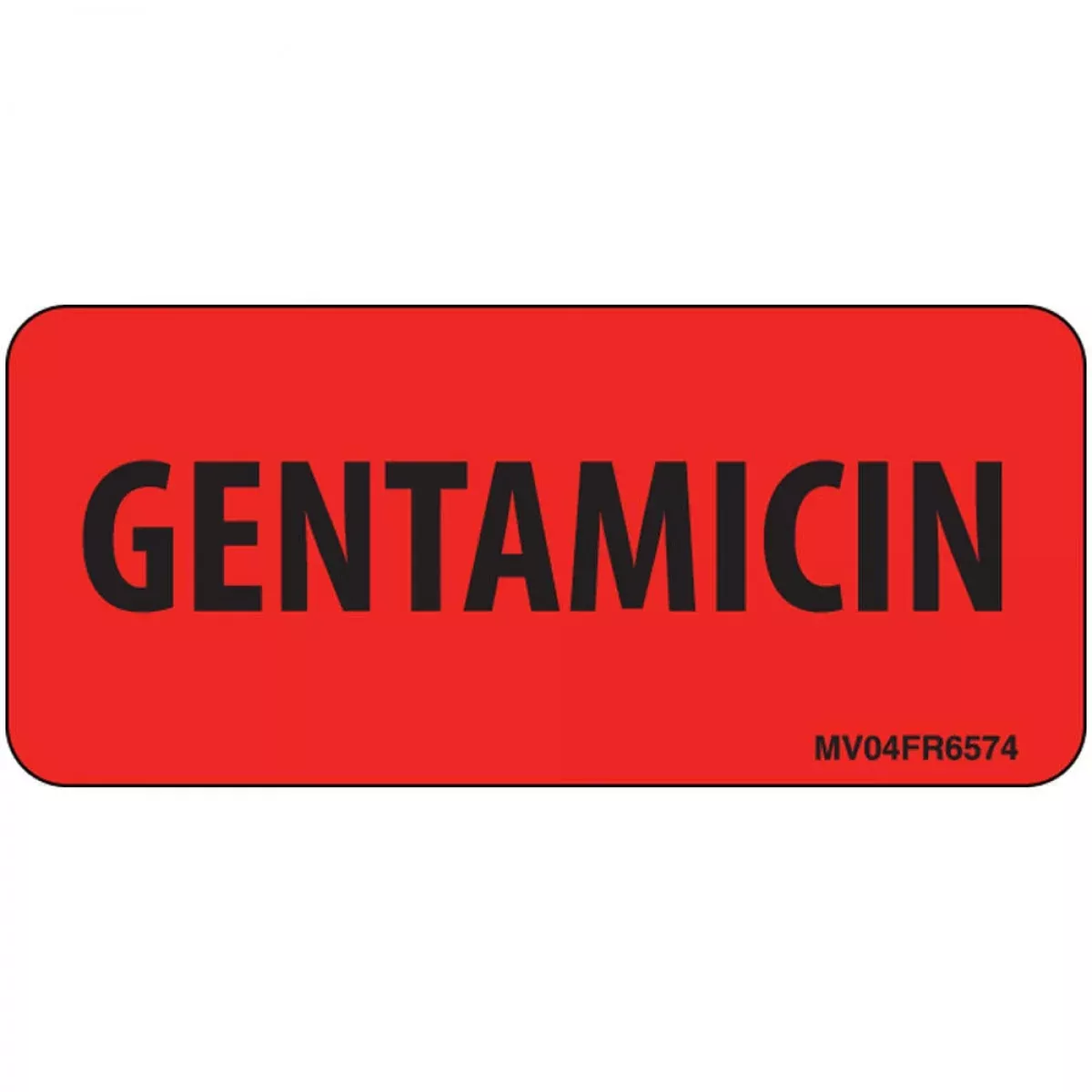 Label Paper Permanent Gentamicin 1" Core 2 1/4" X 1 Fl. Red 420 Per Roll
