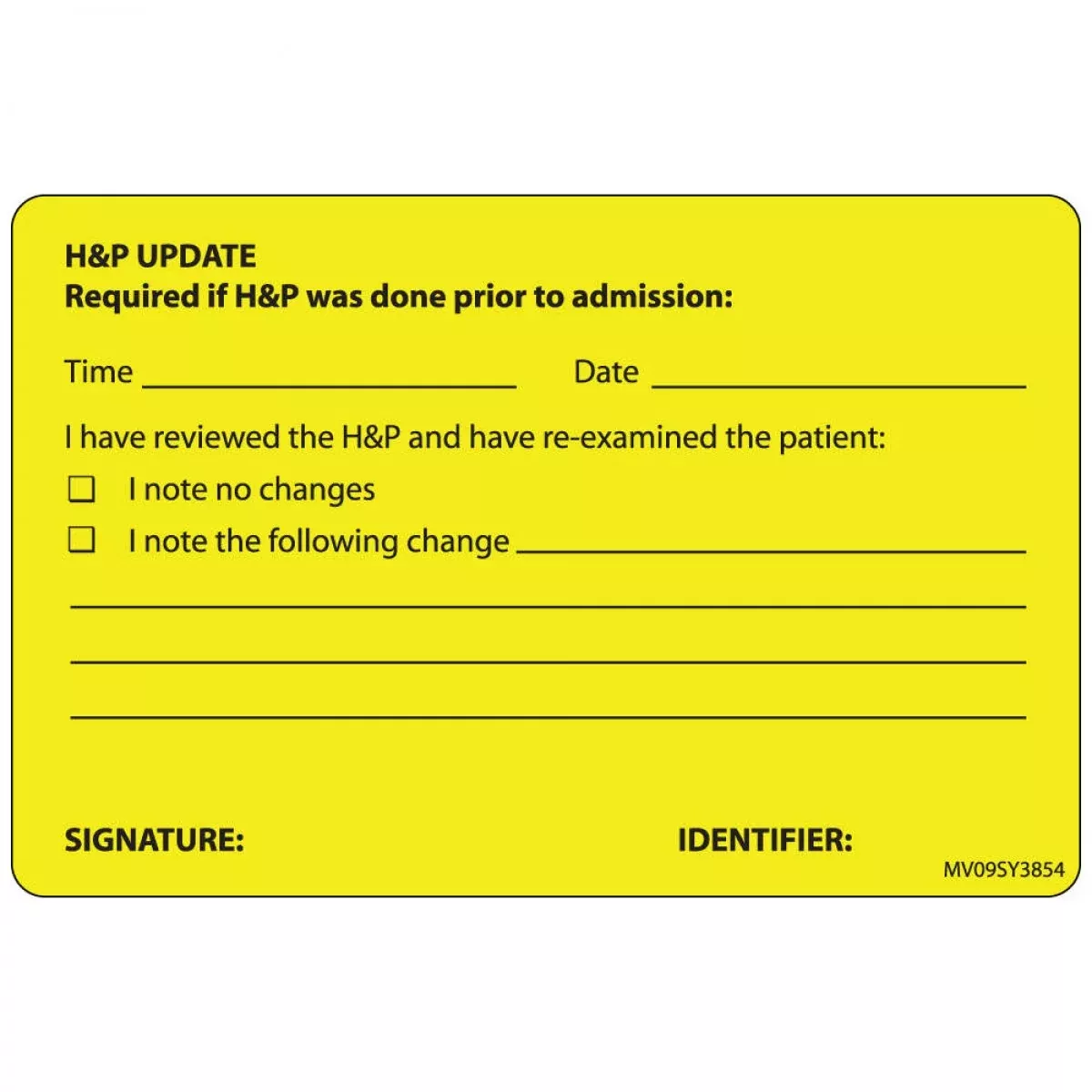 Label Paper Permanent H&P Update 1" Core 4" X 2 5/8" Yellow 4 Case-375 Rolls Per Case