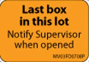 Label Paper Permanent Last Box In 1" Core 1 7/16" X 1 Fl. Orange 666 Per Roll