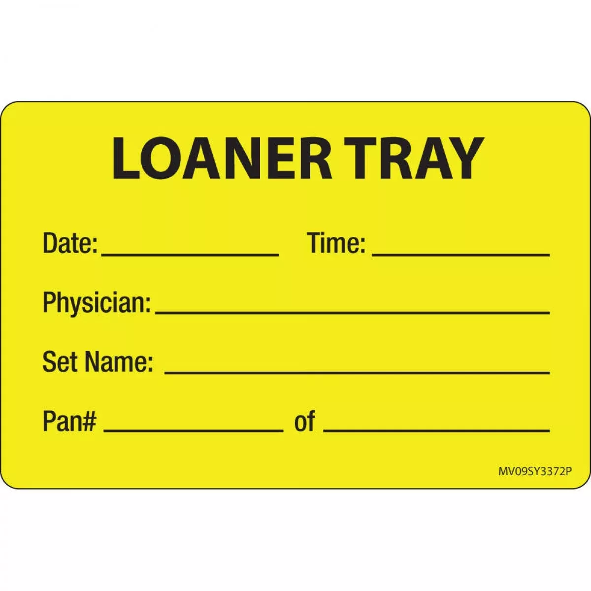 Label Paper Permanent Loaner Tray Date: 1" Core 4" X 2 5/8" Yellow 375 Per Roll