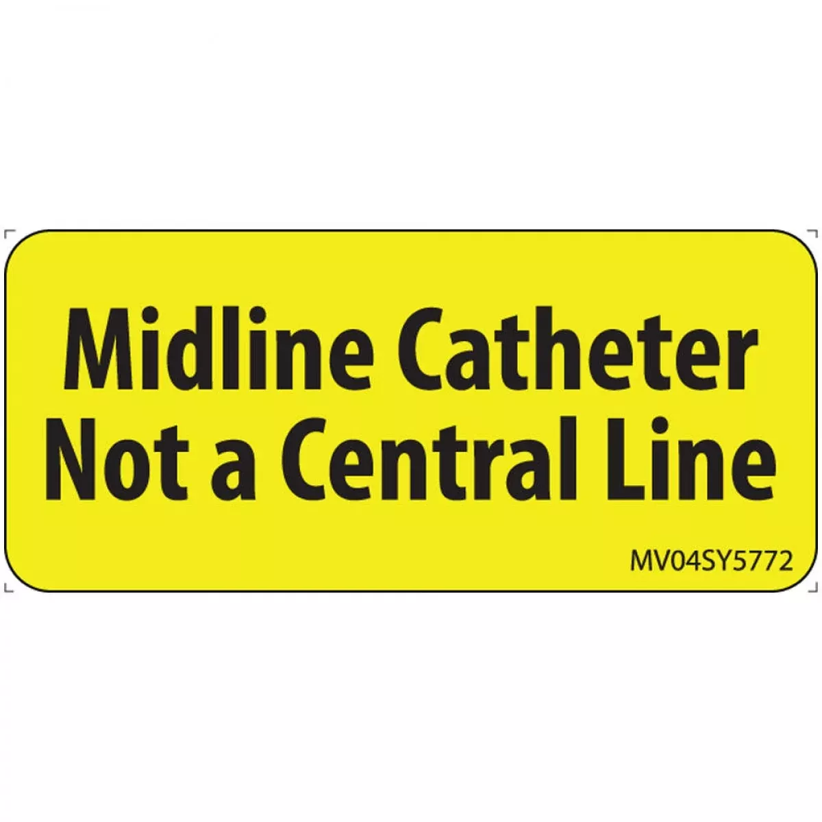 Label Paper Permanent Midline Cathater Not 1" Core 2 1/4" X 1 Yellow 420 Per Roll