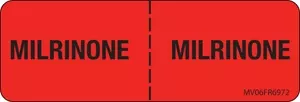 Label Paper Permanent Milrinone : 1" Core 2 15/16" X 1 Fl. Red 333 Per Roll