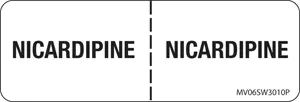 Label Paper Permanent Nicardipine : 1" Core 2 15/16" X 1 White 333 Per Roll