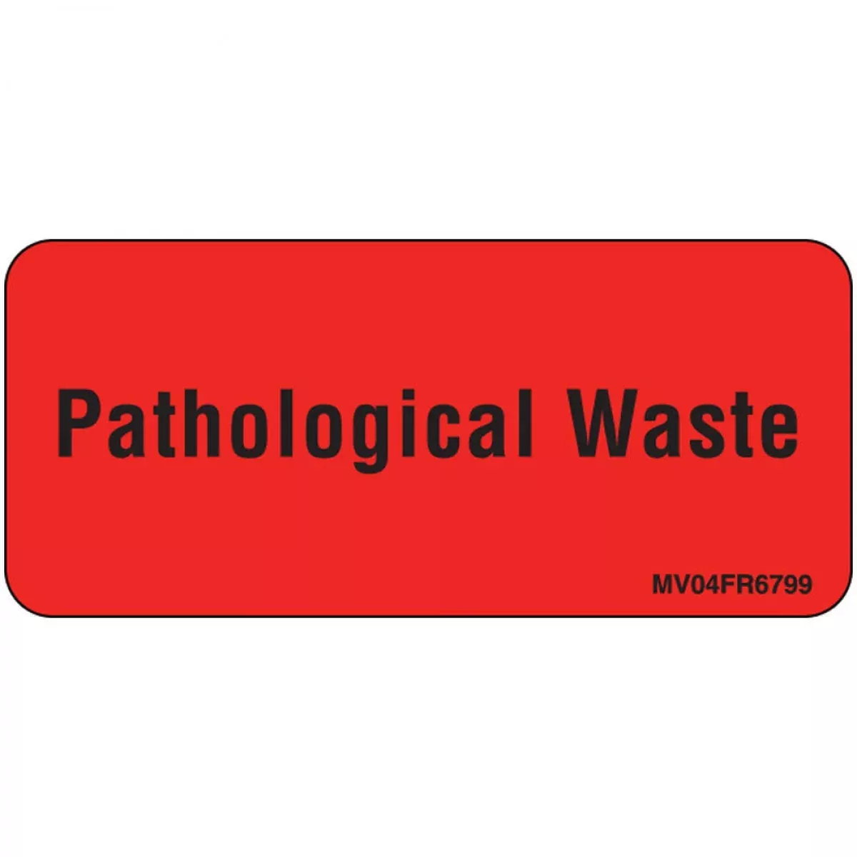 Label Paper Permanent Pathological Waste 1" Core 2 1/4" X 1 Fl. Red 420 Per Roll X 5 = 2100 Labels