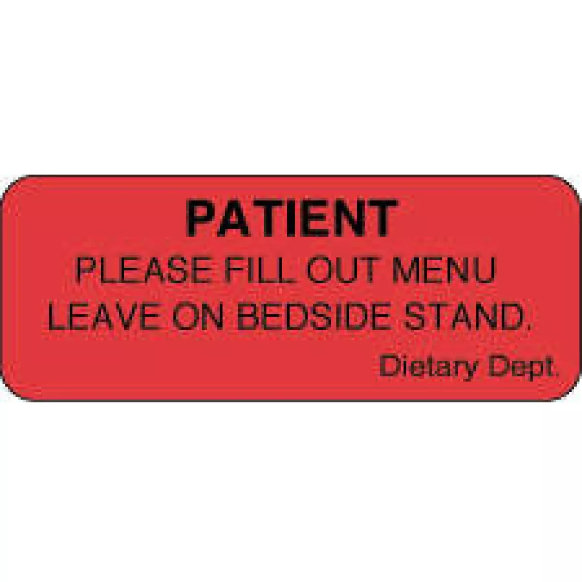 Label Paper Permanent Patient Please Fill 2 1/4" X 7/8" Fl. Red 1000 Per Roll