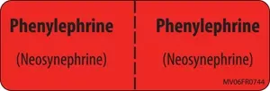 Label Paper Permanent Phenylephrine 1" Core 2 15/16" X 1 Fl. Red 333 Per Roll