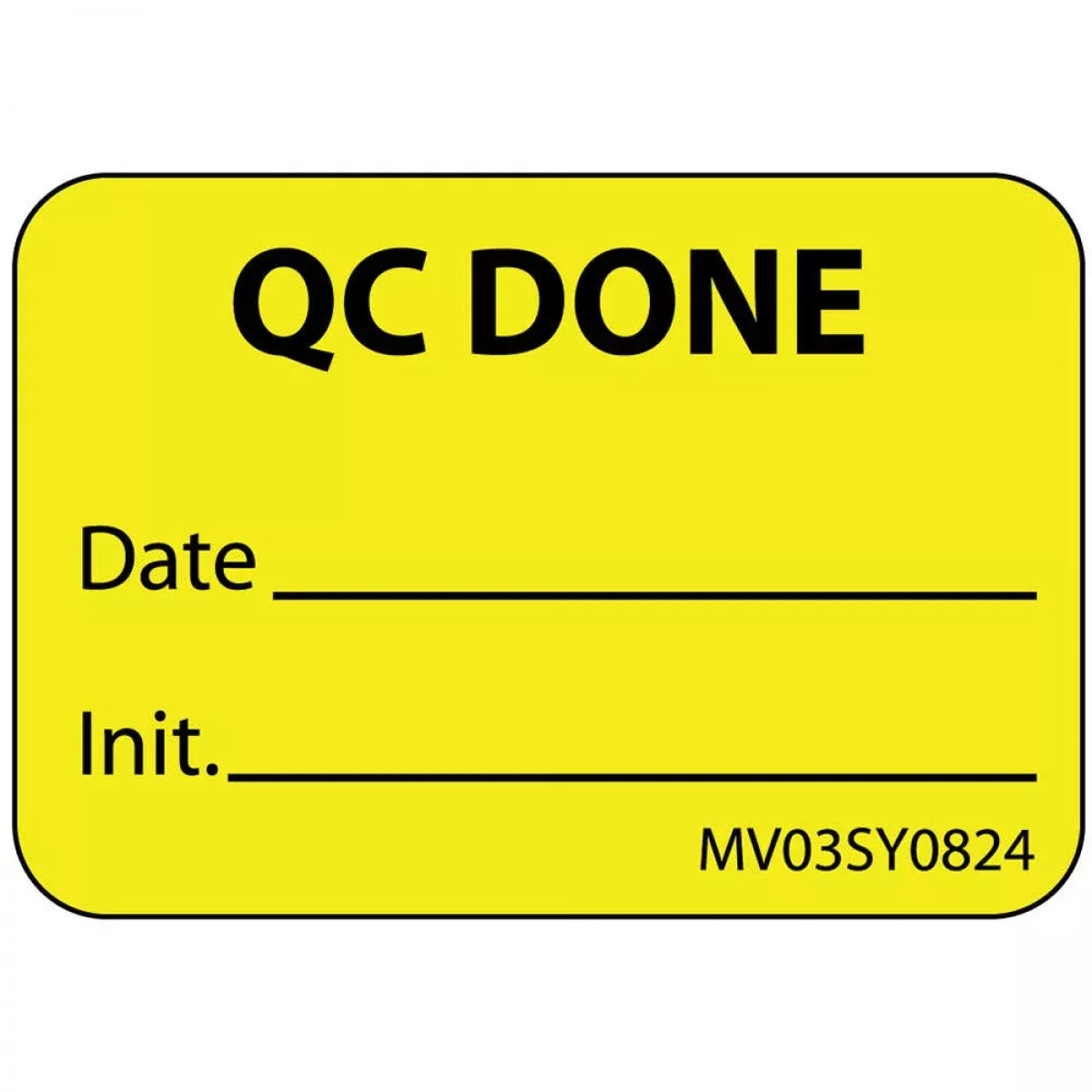 Label Paper Permanent Qc Done Date Init. 1" Core 1 7/16" X 1 Yellow 666 Per Roll