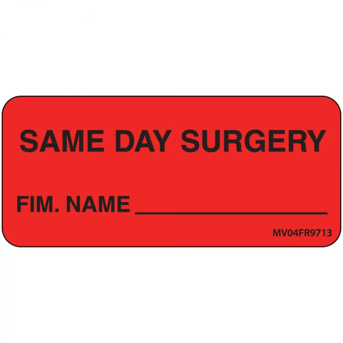 Label Paper Permanent Same Day Surgery 1" Core 2 1/4" X 1 Fl. Red 420 Per Roll