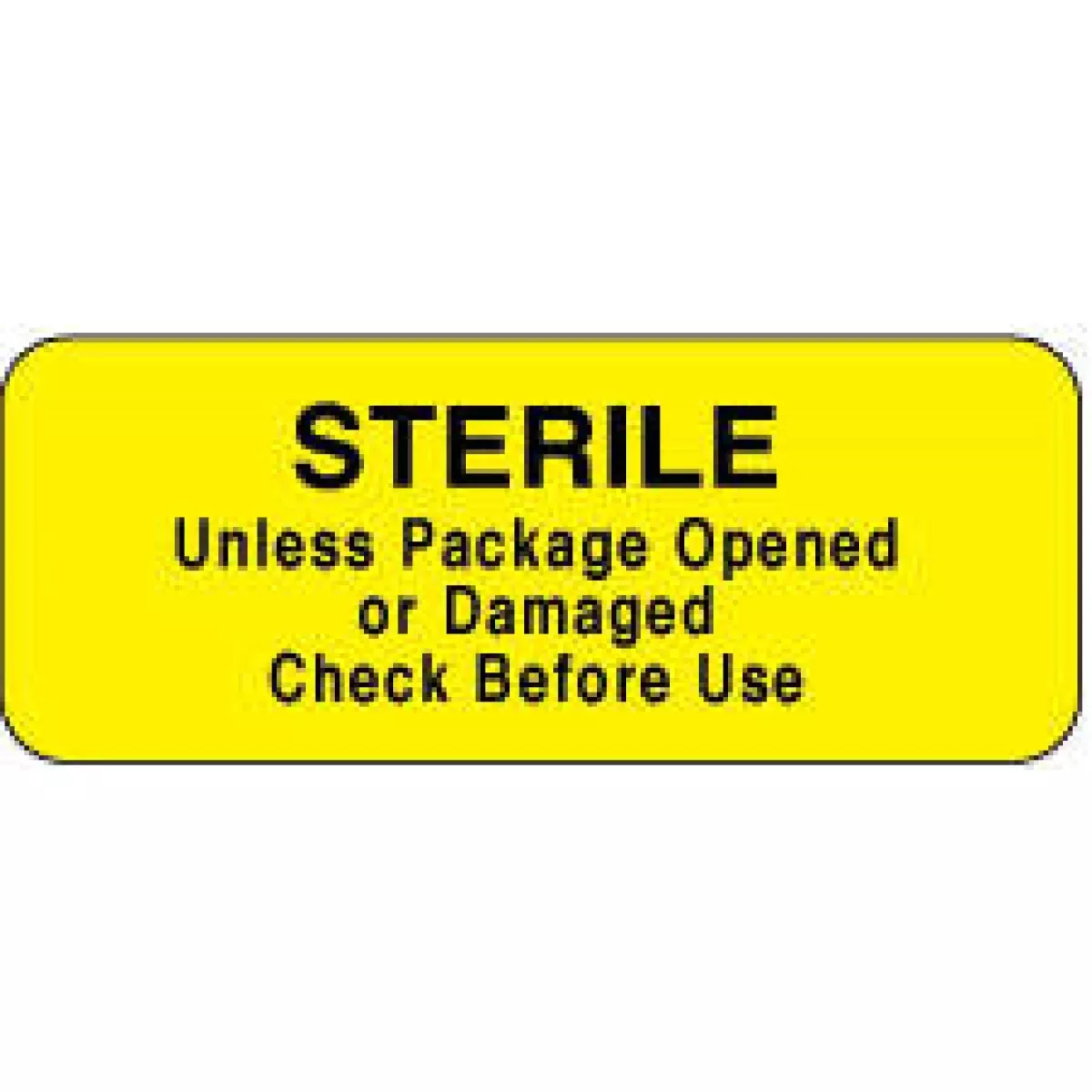 Label Paper Permanent Sterile Unless 2 1/4" X 7/8" Yellow 1000 Per Roll