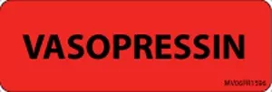 Label Paper Permanent Vasopressin 1" Core 2 15/16" X 1 Fl. Red 333 Per Roll