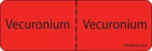 Label Paper Permanent Vecuronium : 1" Core 2 15/16" X 1 Fl. Red 333 Per Roll