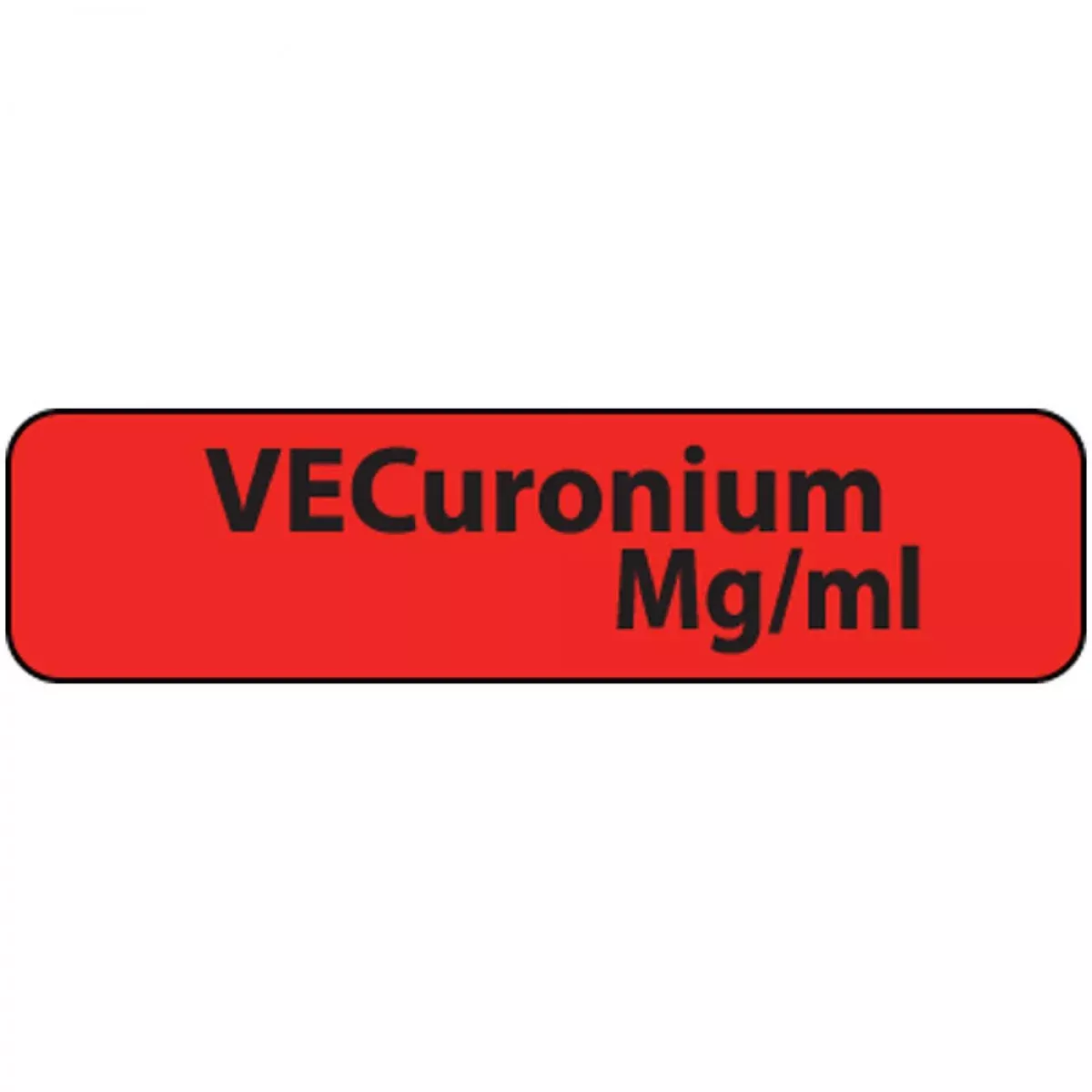 Label Paper Permanent Vecuronium Mg/Ml 1" Core 1 1/4" X 5/16" Fl. Red 760 Per Roll