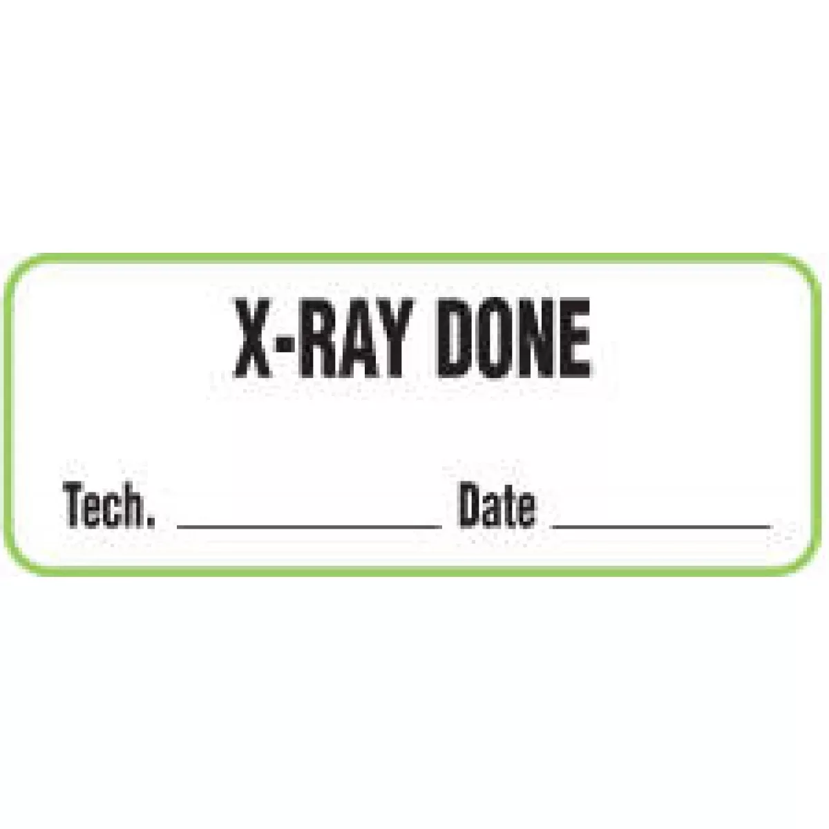 Label Paper Permanent X-Ray Done Tech. 2 1/4" X 7/8" White With Green 1000 Per Roll