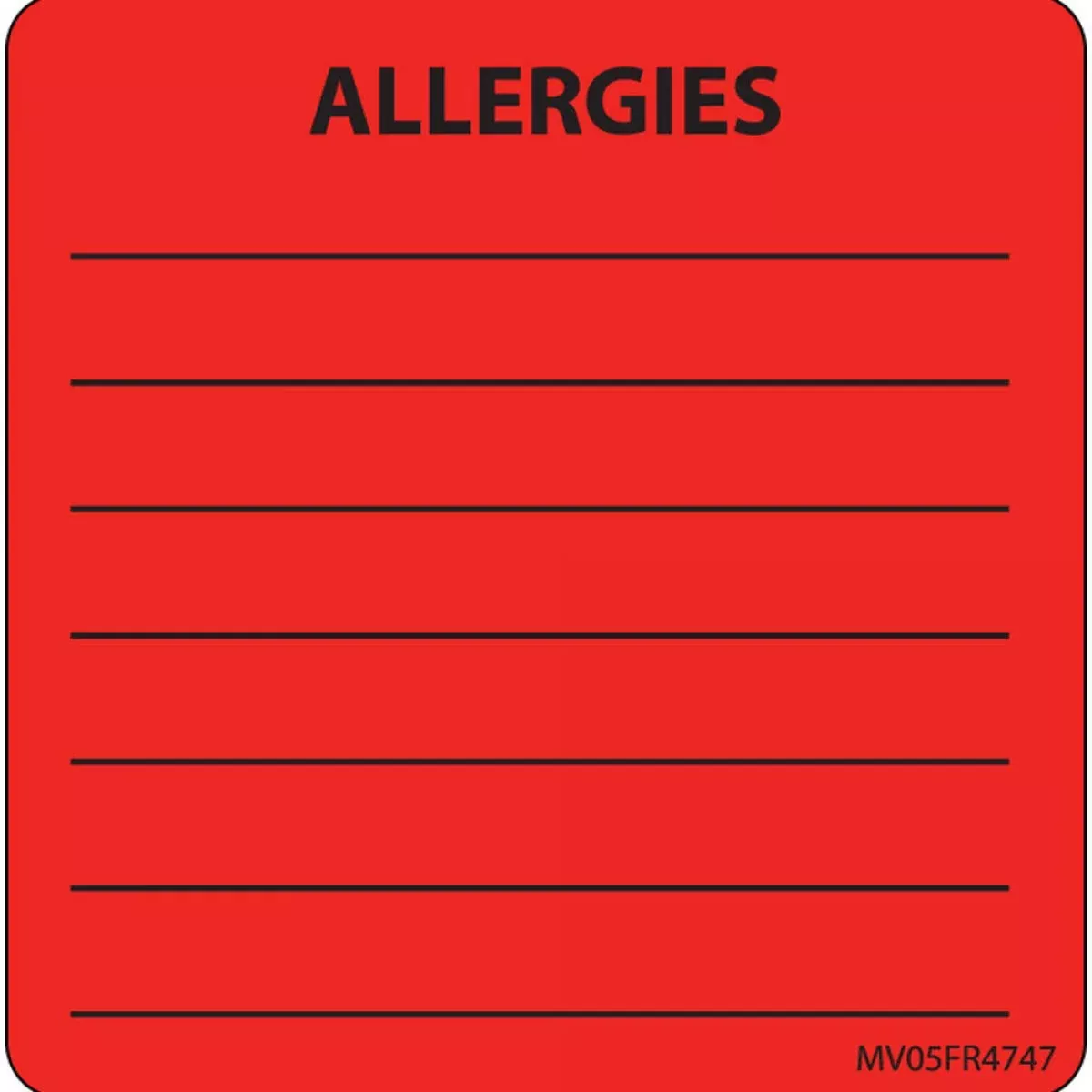 Label Paper Removable Allergies 1" Core 2 7/16" X 2 1/2" Fl. Red 400 Per Roll