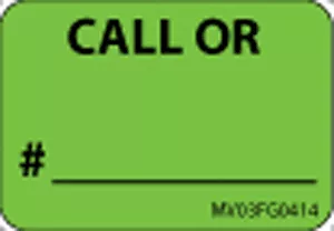 Label Paper Removable Call Or 1" Core 1 7/16" X 1 Fl. Green 666 Per Roll