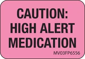 Label Paper Removable Caution: High Alert 1" Core 1 7/16" X 1 Fl. Pink 666 Per Roll
