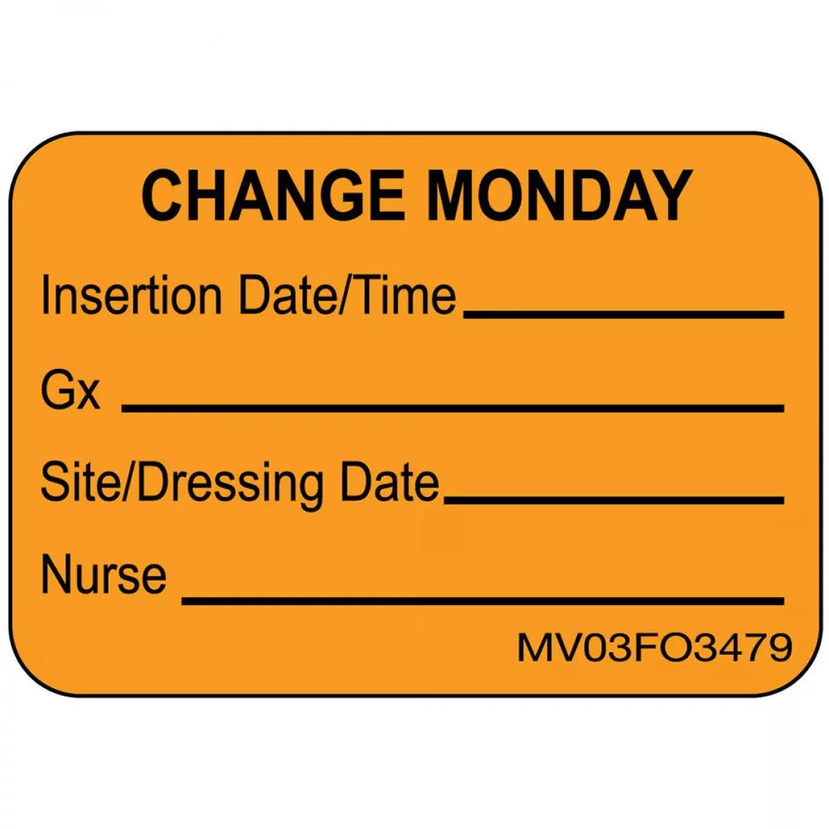 Label Paper Removable Change Monday 1" Core 1 7/16" X 1 Fl. Orange 666 Per Roll