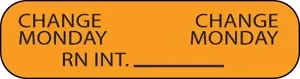 Label Paper Removable Change Monday Change 1" Core 1 7/16" X 3/8" Fl. Orange 666 Per Roll