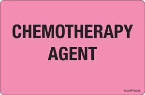 Label Paper Removable Chemotherapy Agent 1" Core 4" X 2 5/8" Fl. Pink 375 Per Roll