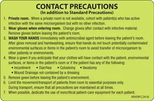 Label Paper Removable Contact Precautions 1" Core 4" X 2 5/8" Fl. Chartreuse 375 Per Roll