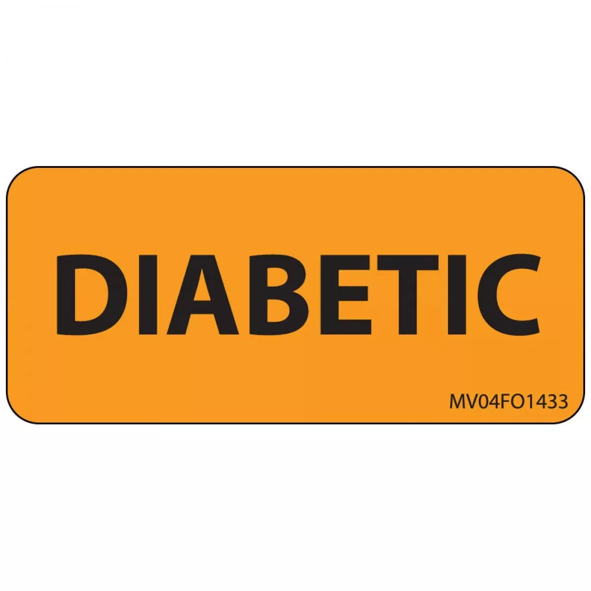 Label Paper Removable Diabetic 1" Core 2 1/4" X 1 Fl. Orange 420 Per Roll