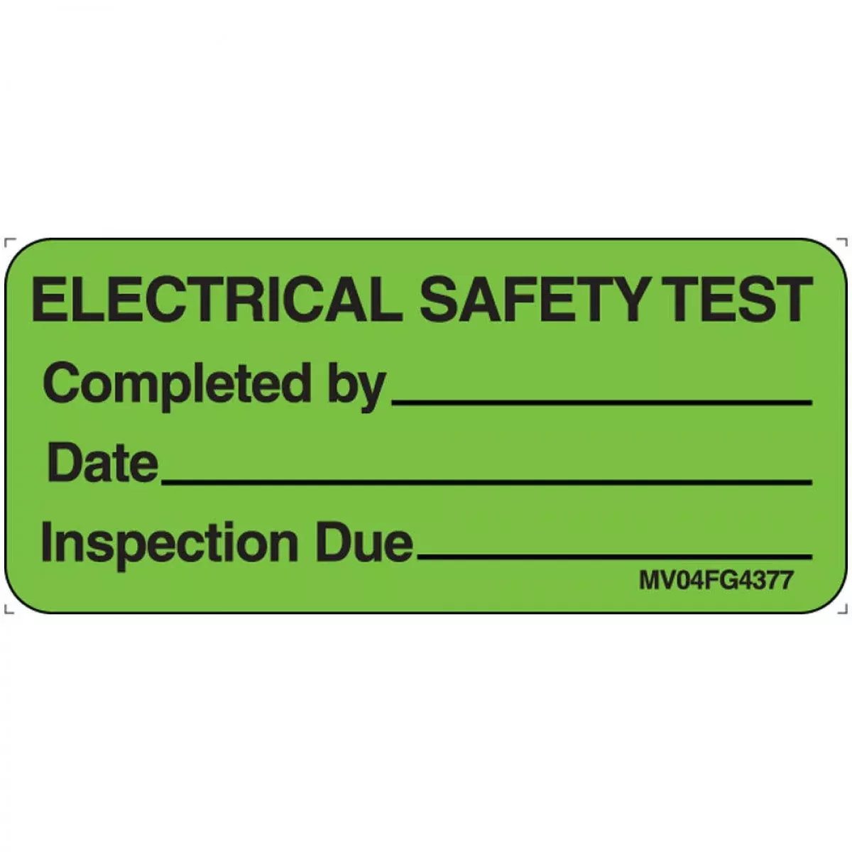 Label Paper Removable Electrical Safety 1" Core 2 1/4" X 1 Fl. Green 420 Per Roll