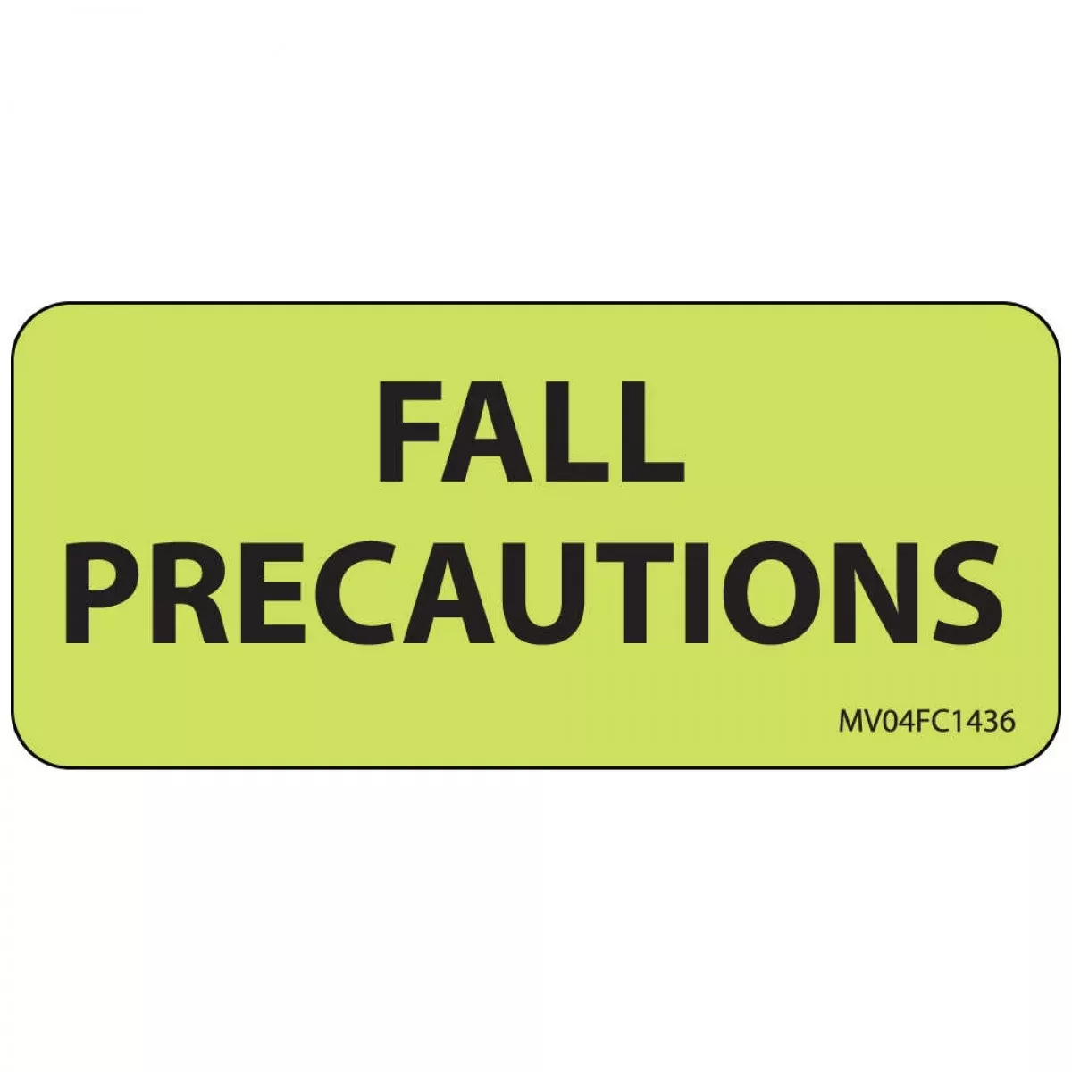 Label Paper Removable Fall Precautions 1" Core 2 1/4" X 1 Fl. Chartreuse 420 Per Roll